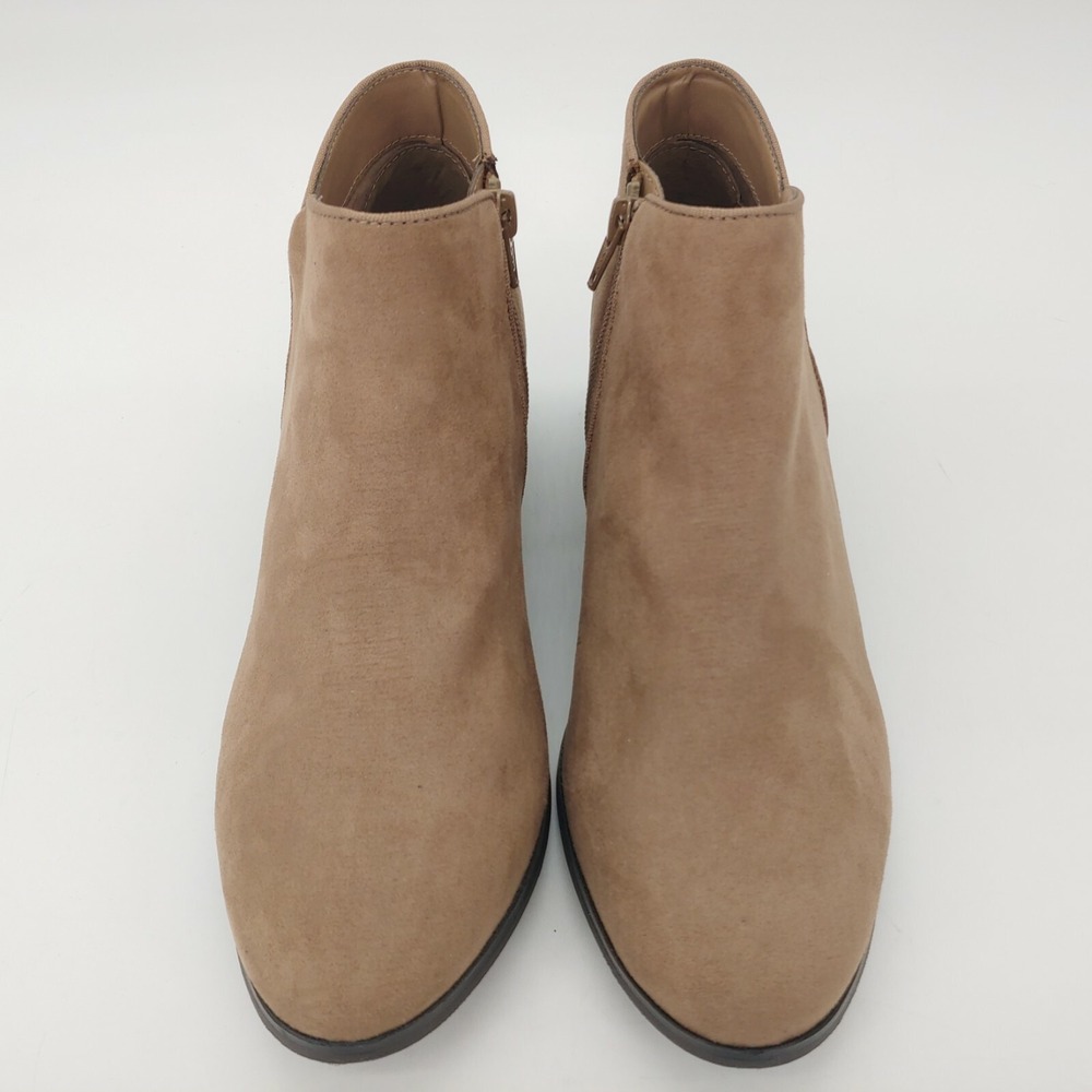 Style & Co Shoes Womens Wiley Ankle Bootie Faux Suede Side Zip Taupe 9.5